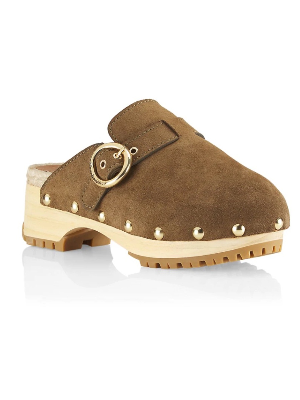 SEE BY CHLOE "VIVIANE" Women's KHAKI SUEDE CLOGS US SZ 8.5 EU 39 ORG 395